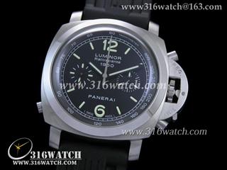 高仿沛纳海PANERAI手表 Luminor Flyback Chrono系列 PAM213 1950 黑色橡胶表带 计时7750自动机芯 复制1:1 H版 PM0089