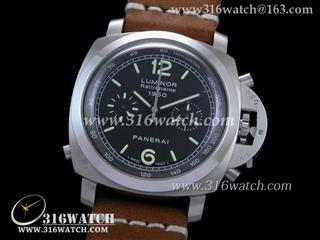 高仿沛纳海PANERAI手表 Luminor Flyback Chrono系列 PAM213 1950 棕色牛犊皮带 计时7750自动机芯 复制1:1 H版 PM0090