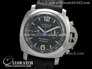 高仿沛纳海PANERAI手表 Luminor Flyback Chrono系列 PAM253 蓝色大秒针 黑色橡胶表带 计时7750自动机芯 复制1:1 H版 PM0092