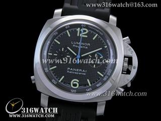 高仿沛纳海PANERAI手表 Luminor Flyback Chrono系列 PAM286 蓝色大秒针 黑色橡胶表带复制1:1 H版 PM0093