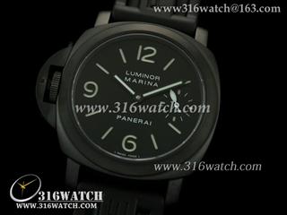 高仿沛纳海PANERAI手表 Luminor Marina系列 PAM026K 左撇子 黑色橡胶表带 亚洲海欧6497机芯 完美1:1NOOB版 PM0096