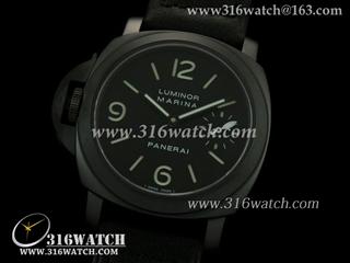 高仿沛纳海PANERAI手表 Luminor Marina系列 PAM026K 左撇子 黑色皮表带 亚洲海欧6497机芯 完美1:1NOOB版 PM0097