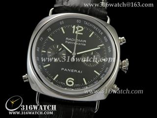 高仿沛纳海PANERAI手表 Radiomir系列 PAM214H 黑色表盘 黑色皮带 亚洲7750计时机芯 完美1:1 H版 PM0115