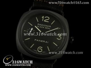 高仿沛纳海PANERAI手表 Radiomir系列 PAM292M 全陶瓷 黑色牛犊皮带 亚洲海欧6497机芯 复制品1:1 H版 PM0118