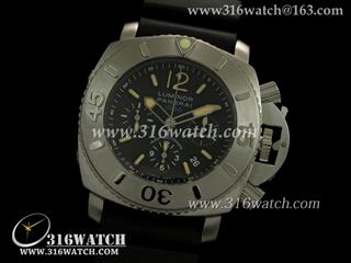 沛纳海PANERAI-Luminor Submersible系列 PAM187G 终级1:1 NOOB版 拉丝不锈钢 黑色橡胶表带 计时7753机芯 高仿沛纳海手表 PM0107