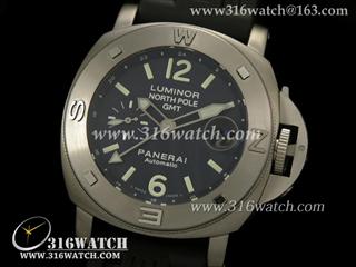 沛纳海PANERAI-Luminor Submersible系列 PAM027 GMT北极 蓝色表盘 黑色橡胶表带 亚洲7750机芯 高仿1:1沛纳海手表 PM0108