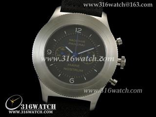 沛纳海PANERAI-Mare Nostrum系列 PAM300 黑色表盘 黑色尼龙皮表带 计时手动上链机芯 高仿1:1沛纳海手表 PM0109