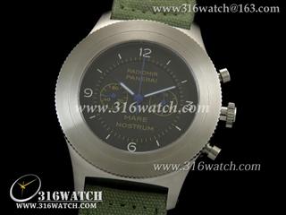沛纳海PANERAI-Mare Nostrum系列 PAM300 黑色表盘 黑色尼龙皮表带 计时手动上链机芯 高仿1:1沛纳海手表 PM0110