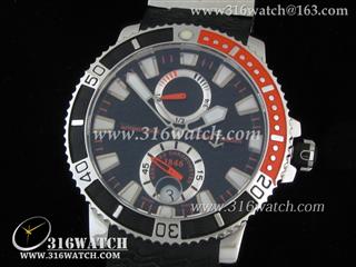雅典ULYSSE NARDIN-Maxi Marine Diver系列 黑色波浪表盘 黑色橡胶表带 亚洲A23J自动机芯 高仿1:1Noob版本 UN0010
