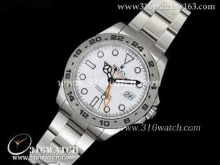 劳力士ROLEX-探险家型II系列 42mm 216570 Noob版 不锈钢表壳 白色表盘 不锈钢表带 瑞士ETA2836机芯 1:1精仿 RL0215