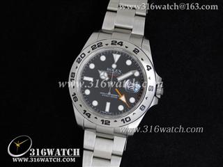 劳力士ROLEX-探险家型II系列 42mm 216570 Noob版 不锈钢表壳 黑色表盘 不锈钢表带 瑞士ETA2836机芯 1:1精仿 RL0216