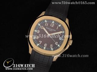 百达翡丽Patek Philippe-Aquanaut系列 5167R男士机械表 高仿1:1 V4版 18k玫瑰金镀表壳 咖啡色格仔表盘 黑色橡胶表带 瑞士SW-200机芯 PP0005