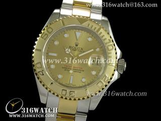 劳力士ROLEX-游艇名仕型系列 金色表盘 18 k电镀间黄金表链 瑞士ETA-2836机芯 最佳1:1版本 RL0223
