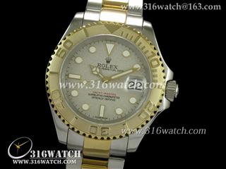 劳力士ROLEX-游艇名仕型系列 灰色喷砂表盘 18 k电镀间黄金表链 瑞士ETA-2836机芯 最佳1:1版本 RL0224