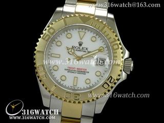 劳力士ROLEX-游艇名仕型系列 白色表盘 18 k电镀间黄金表链 瑞士ETA-2836机芯 最佳1:1版本 RL0225