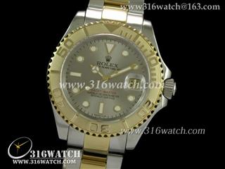 劳力士ROLEX-游艇名仕型系列 灰色表盘 18 k电镀间黄金表链 瑞士ETA-2836机芯 最佳1:1版本 RL0227