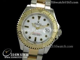 劳力士ROLEX-游艇名仕型系列 白色表盘 18 k电镀间黄金表链 瑞士ETA-2836机芯 最佳1:1版本 RL0228