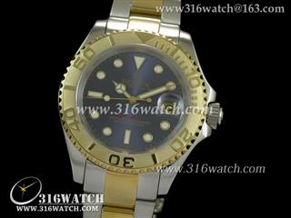 劳力士ROLEX-游艇名仕型系列 蓝色表盘 18 k电镀间黄金表链 瑞士ETA-2836机芯 最佳1:1版本 RL0229