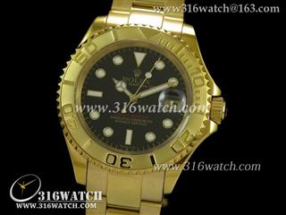 劳力士ROLEX-游艇名仕型系列 18 k黄金电镀表壳 黑色表盘 瑞士ETA-2836机芯 最佳1:1版本 RL0233