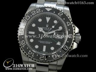 劳力士ROLEX-格林威治型II系列陶瓷数字边框 绿色GMT针 黑色表盘 瑞士ETA-2836机芯 高仿1:1 Noob版 RL0237