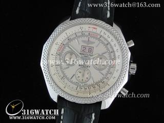 高仿百年灵Breitling-宾利系列 Bentley 6.75 20 不锈钢表壳 白色表盘 黑色鳄鱼压纹牛皮表带 亚洲7750全自动上链机芯 N版 BL0028