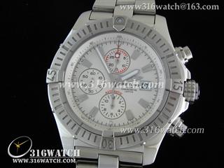 高仿百年灵Breitling 手表-Aeromarine 超级复仇者 V3 不锈钢表壳 白色条丁表盘 不锈钢表带 亚洲7750全自动上链机芯 N版 BL0035