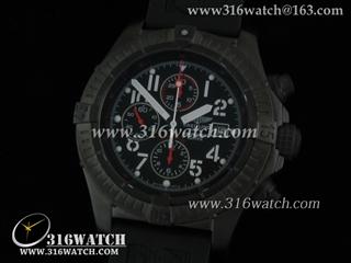 高仿百年灵Breitling 手表-Aeromarine 超级复仇者 黑色PVD不锈钢表壳 黑色表盘 计时 黑色橡胶表带 亚洲7750全自动上链机芯 N版 V1 BL0040