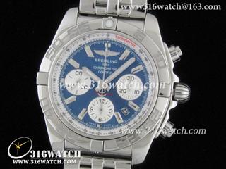 1:1高仿百年灵Breitling 手表 风骑士系列 Windrider B01 不锈钢表壳 蓝色表盘 精钢表链 亚洲7750自动上链计时机芯 BL0041