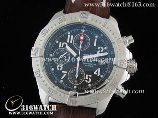 高仿百年灵Breitling 手表-复仇者系列 Avenger Skyland 不锈钢表壳 蓝色表盘 计时 棕色鳄鱼压纹牛皮表带 亚洲7750全自动上链机芯 N版 BL0042