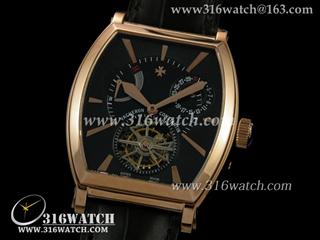 高仿江诗丹顿Vacheron Constantin-马耳他系列 酒桶型 陀飞轮腕表 动能显示 18k 玫瑰金镀表壳 白面条钉刻度表盘 海鸥陀飞轮手动上链机芯 VC0023