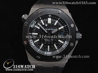 高仿爱彼AP-皇家橡树离岸潜水系列 Diver 真正钛表壳 最佳版 陶瓷表圈 黑色橡胶表带 MIYOTA9015机心 AP0083