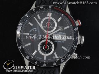 豪雅TAGHeuer 卡来拉系列 星期日历1:1最新版本 红色大秒针 黑色表盘 7750自动计时码表 TAG0163