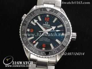 欧米茄OMEGA-海马系列 45MM 海洋宇宙 GMT双地时 黑色陶瓷圈口 黑面橙字表盘 仿瑞士ETA-2836机芯 高仿1:1欧米茄手表 OMG0105