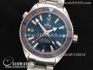 欧米茄OMEGA-海马系列 45MM 海洋宇宙 GMT双地时 蓝色橙数字陶瓷圈口 蓝色表盘 仿瑞士ETA-2836机芯 高仿1:1欧米茄手表 OMG0108