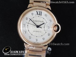 卡地亚Catier-蓝气球系列 36mm 中号18K玫瑰金表壳 白色表盘 18K玫瑰金钢带 瑞士ETA2671自动上链机械表 精仿1:1 CTR0105