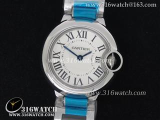 卡地亚CARTIER 蓝气球系列 V6版 1:1 小号28MM 银白色光面表盘 精钢表链 瑞士石英机芯 CTR0107