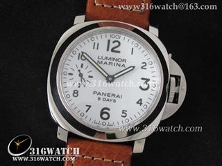 1:1精仿沛纳海Luminor Marina 系列 PAM563 8 DAYS KW最佳版本 白色表盘 棕色牛皮表带 海鸥6497手上链P5000机芯 PM0158
