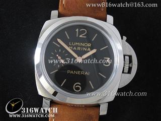 沛纳海PANERAI-Luminor Marina系列PAM422 O 1950 3Days 复古型 黑色表盘 棕色磨砂牛皮表带 手上链P.3000机芯 1:1高仿沛纳海手表 PM160