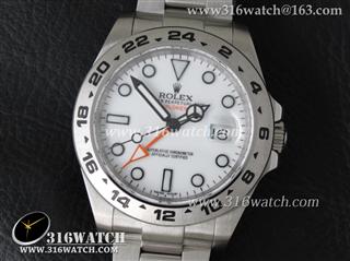 劳力士ROLEX-探险家型II系列 42mm 216570 1:1 Noob最佳版本 不锈钢表壳 白色表盘 不锈钢表带 亚洲3187自动上链机芯 1:1精仿劳力士 RL0254