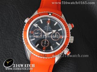 欧米茄Omega-海马系列 海洋宇宙 1：1 黑面橙字表盘 橙色边框 橙色橡胶表带 计时7750机芯 OMG0122