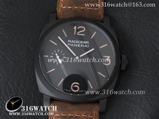 精仿沛纳海 Panerai 限量珍藏款系列 PAM532 P Radiomir 1940 3天动能 黑色表盘 1：1 KW最佳版本 复古棕色磨砂牛皮表带 亚洲P3000机芯 PM00170