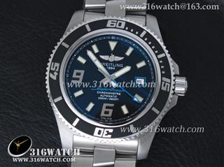 百年灵Breitling 超级海洋系列 44mm 1:1 Noob版 蓝色大秒针 黑色表盘 瑞士ETA-2824机芯 BL0046