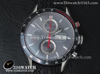 豪雅TAGHeuer 卡来拉系列 双日历 V6 1:1 版本 红色大秒针 灰色表盘 仿瑞士ETA-7750自动计时机芯 TAG0165