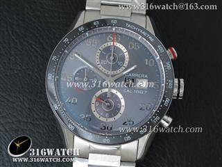 豪雅TAGHeuer 卡来拉系列 单历 V6 1:1 版本灰色表盘 仿瑞士ETA-7750自动计时机芯 TAG0166