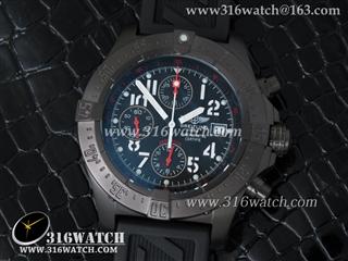 百年灵Breitling-Aeromarine 超级复仇者 45MM 1:1 NOOB版 黑色PVD不锈钢表壳 黑色表盘 计时 黑色橡胶表带 仿瑞士ETA-7750计时机芯BL0048