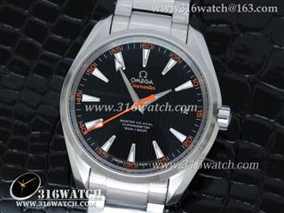 欧米茄Omage-Aqua Terra系列 150M 1:1 KW 最佳版 黑面橙针表盘 精钢表带 A8500自动机械表 OMG0130