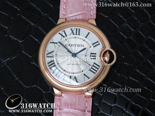 卡地亚CARTIER-蓝气球系列 36MM 1:1 V6版 18k玫瑰金电镀 表壳 银白色雕纹表盘 粉色皮带 瑞士ETA-2671机芯 CTR0120