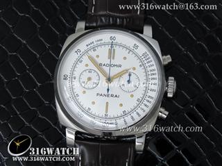 沛纳海 PAM518 1:1 KW 拱形蓝宝镜面 白色表盘 深棕色牛皮表带 ST19手动上链机芯 PM00176