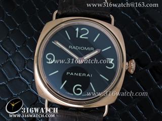 沛纳海PaneraiRadiomir 系列PAM231 1:1H最佳版本 18K玫瑰电镀金表壳 黑色表盘 真正美洲鳄鱼皮表带 PM00179