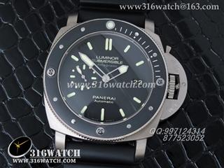 沛纳海PANERAI PAM389 KW 1:1最新升级版 黑色表盘 黑色橡胶表带 全自动P9000机芯 PM00180